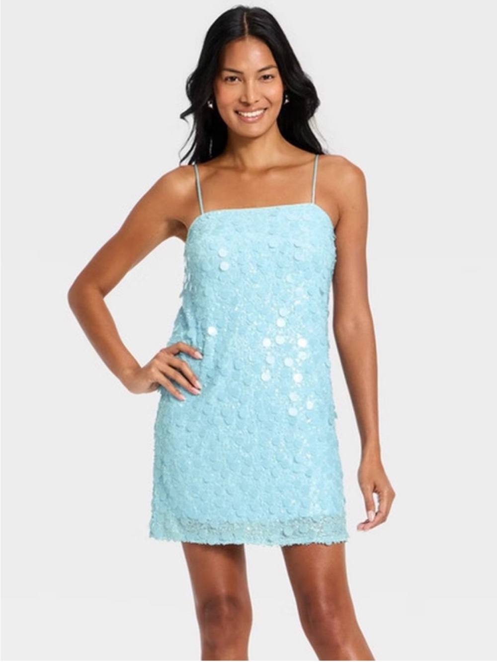 a new day Light Blue Sequin Slip Mini Dress NWT size medium